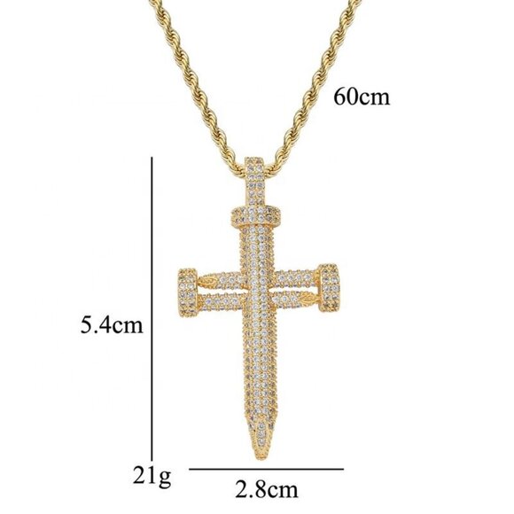 Stainless Steel Cross Pendant Necklace Gold & Silver Plated 24" Chain Necklace - Picture 8 of 16